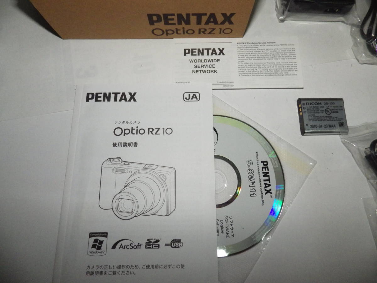[*PENTAX Pentax optio RZ10 ^ manual * cable * original box * charger * rechargeable battery etc. accessory only *]
