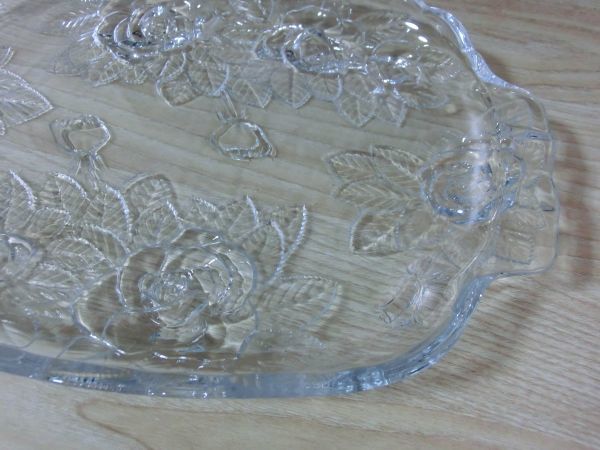 MID WINTER ROSE クリスタルローズ ガラス プレート バラ デザート オードブル 皿【未使用品】_画像4