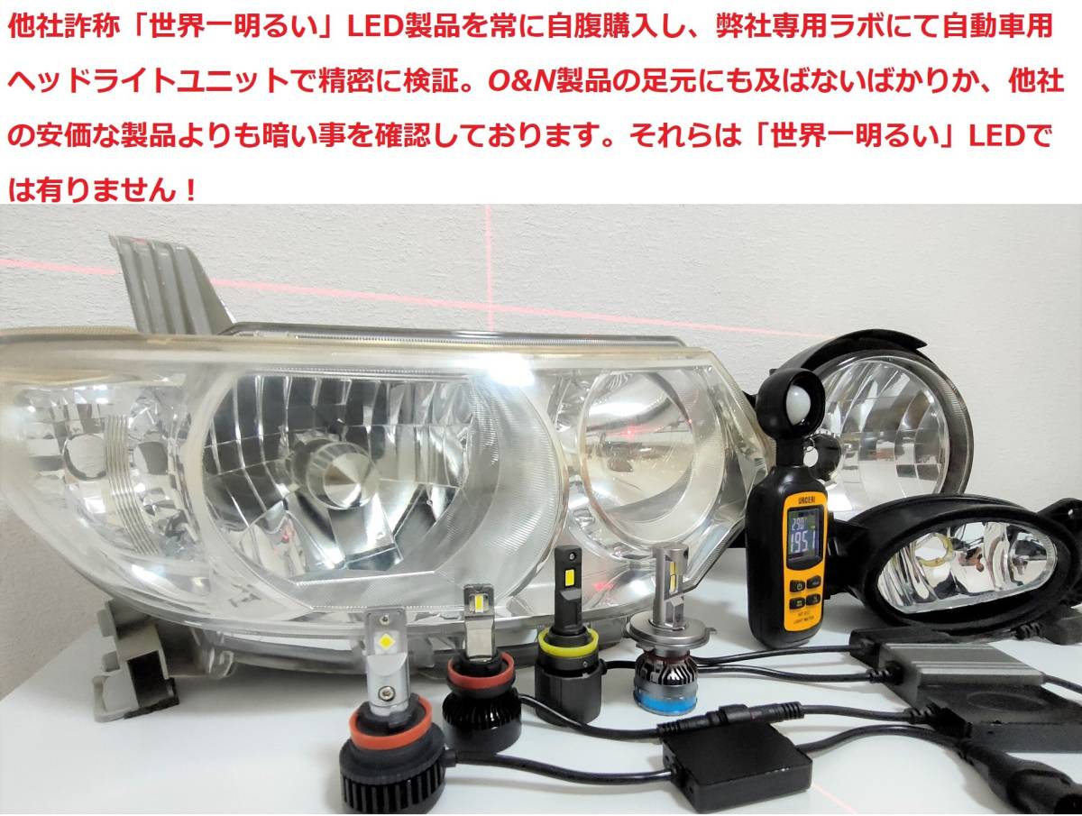 【本物はこちら】偽物世界一注意！O&N 最新型 PLATINUM 世界一明るいLED 64,500LM H8 H9 H11 全ての製品と比べて暗ければ返金いたします _画像9