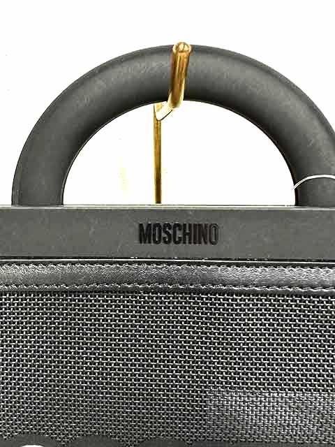 【中古】MOSCHINO MILANO モスキーノミラノ バッグ ブラック ハンドバッグ PVC 2WAYバッグ_画像4