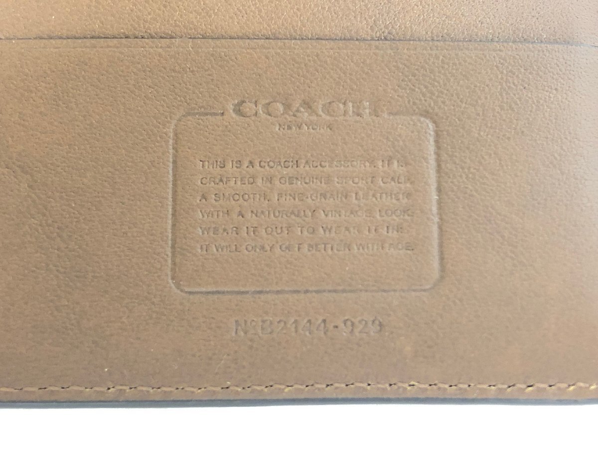 送料無料 1円～ 美品 COACH コーチ 長財布 財布 牛革 ウォレット ブラウン ラウンドファスナー 型押し オールドコーチ メンズ_画像9