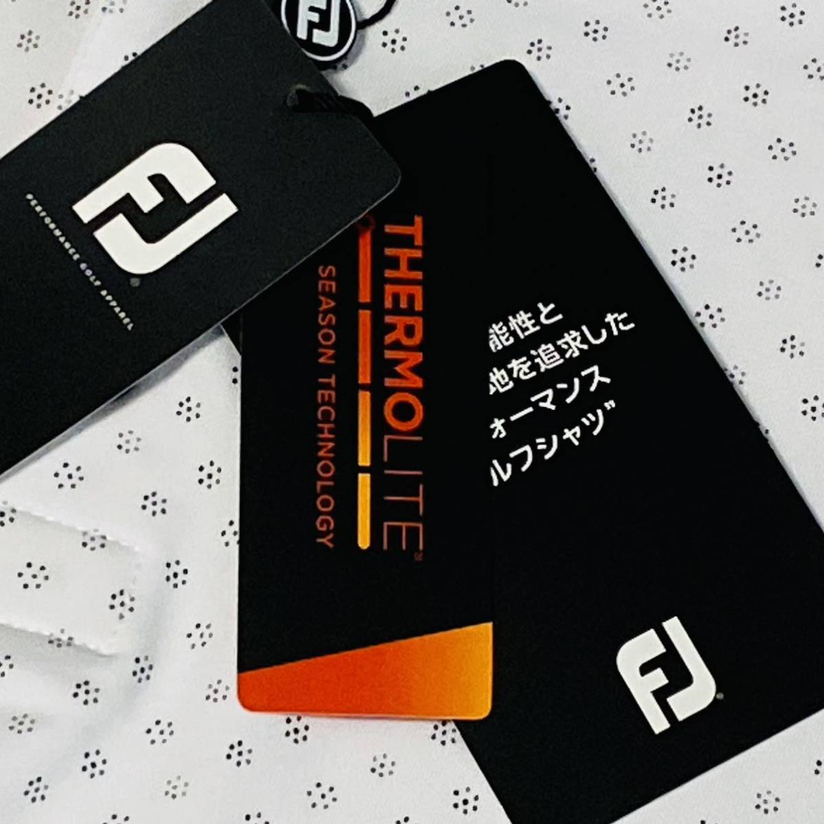 新品★FootJoy フットジョイ 六角ドット柄 THERMOLITE 保温 4WAYストレッチ 長袖ポロシャツ★ホワイト★サイズXL★送料185円_画像6