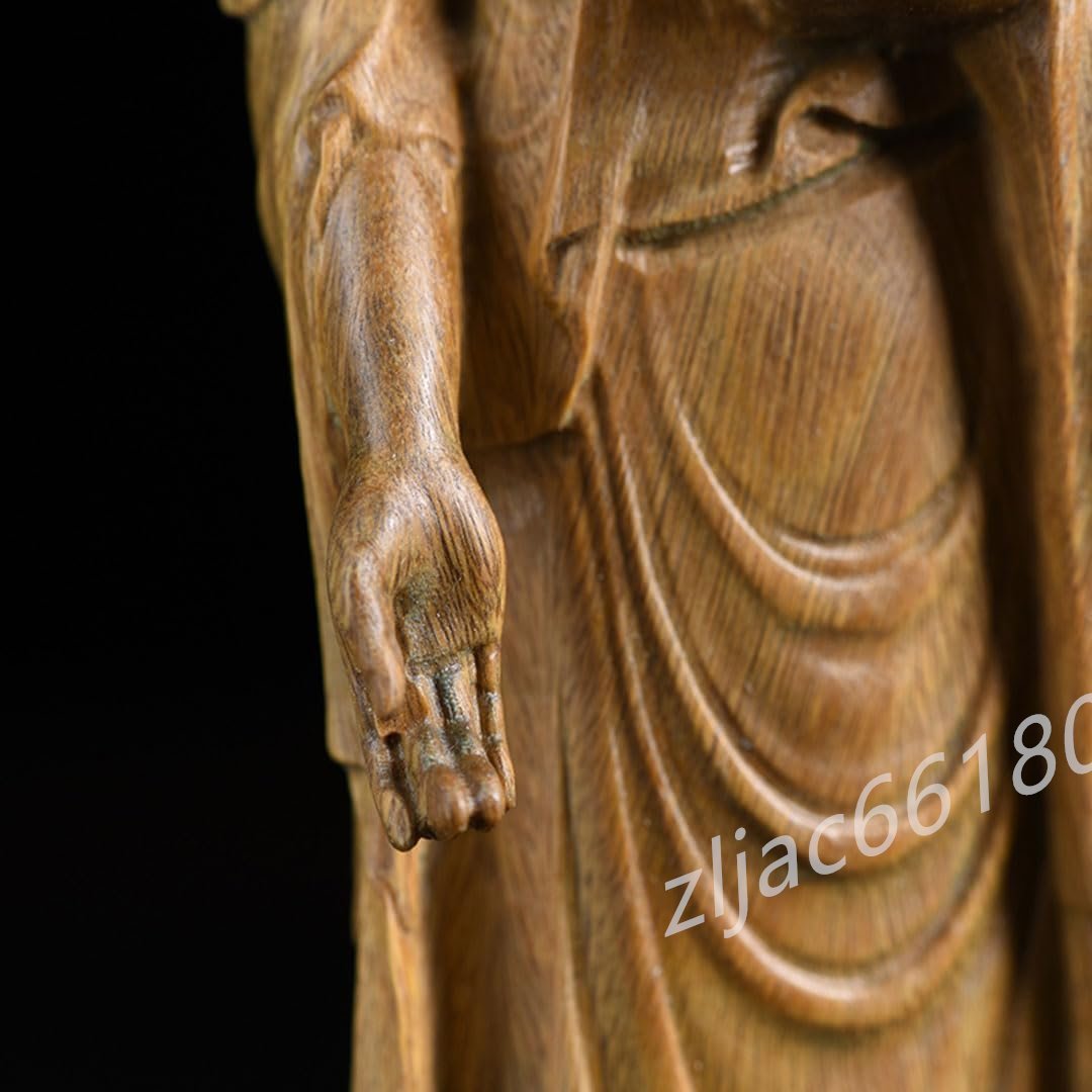 木彫りの仏像【阿弥陀如来立像】20cm 阿弥陀如来像 木製仏像 （戌・亥年生まれ）十二支守り本尊 干支(あみだにょらいり) (檀木)_画像5