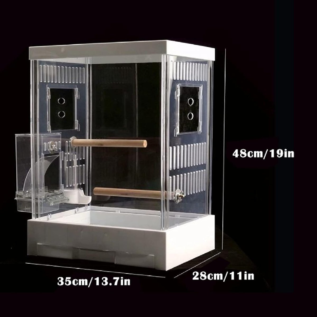  bird cage indoor outdoors. small bird therefore. automatic feeder . attached white bird. carrier. transparent . plastic. bird. travel cage flight bird cage 