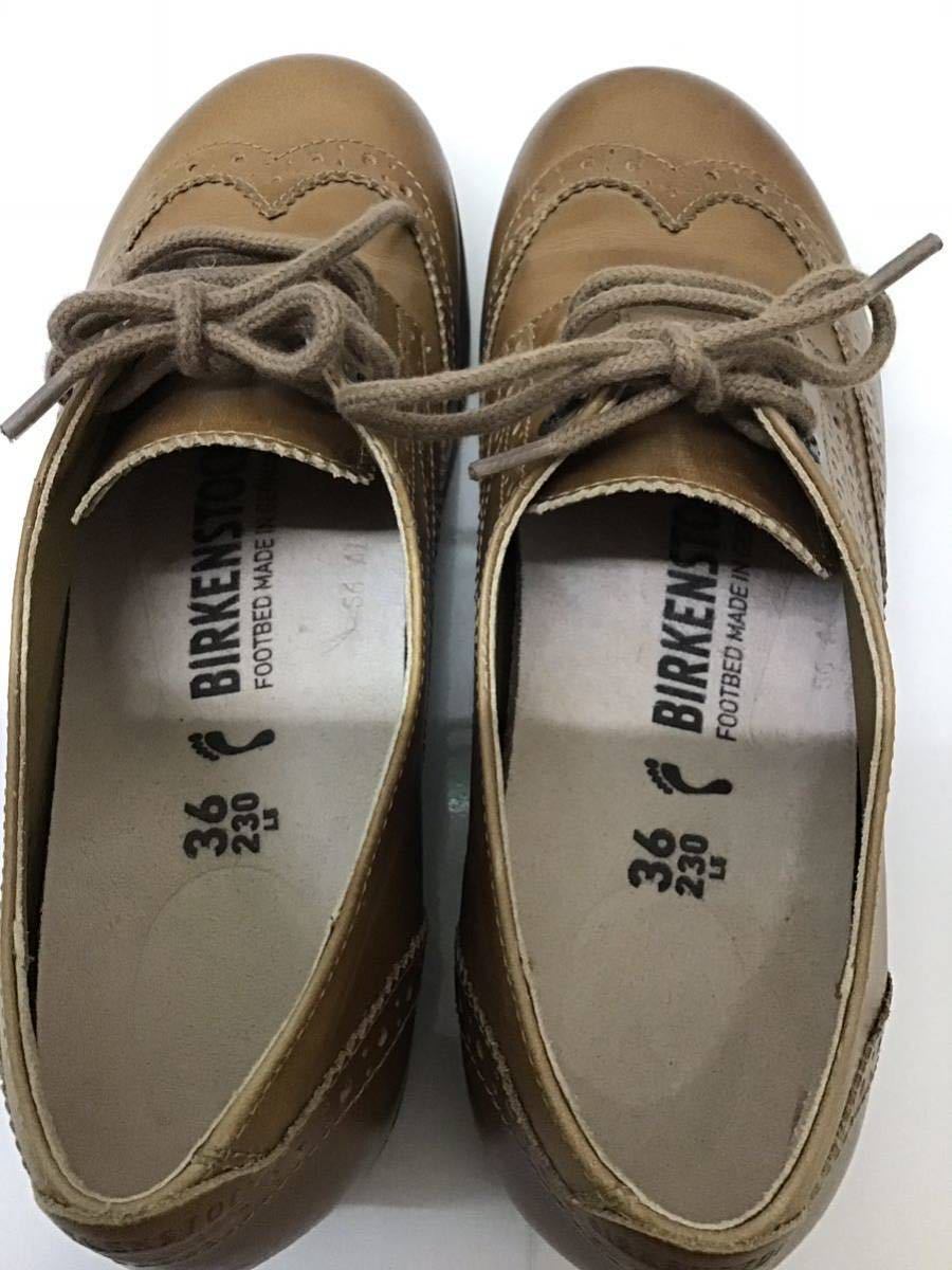 20231128【BIRKENSTOCK】ビルケンシュトック ララミーロー キャメルナチュラルレザー レザー ドレスシューズ 23cm ベージュ ウイングチップ_画像4