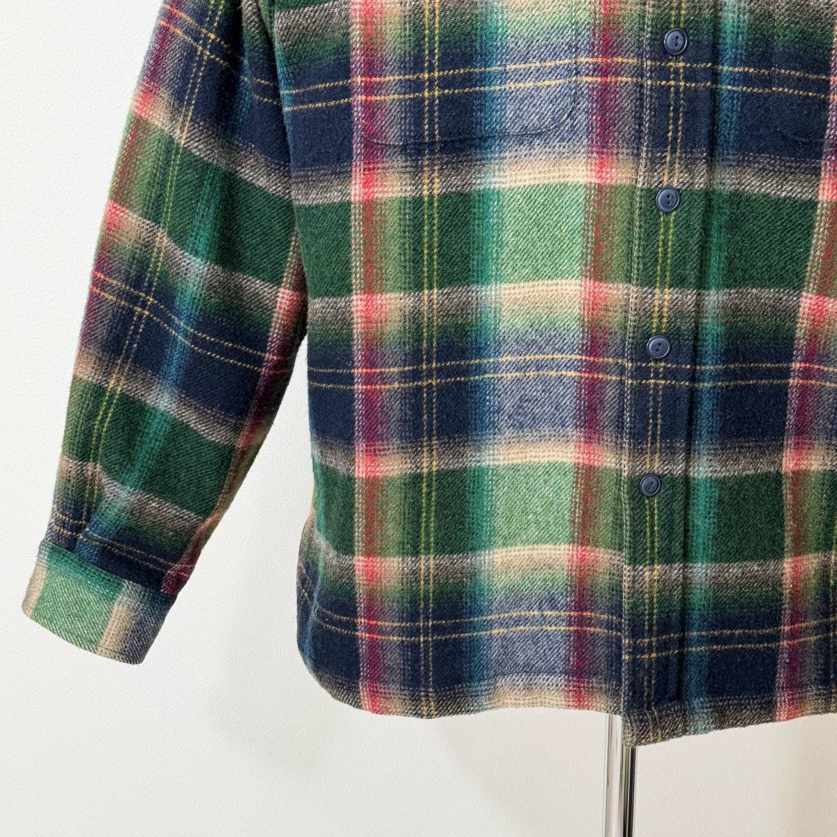 希少《 Mint Condition(Dead) / 好配色 》90s 超極上品【 Ralph Lauren グラデーション ウール ボックスシャツ XL ビンテージ 】_画像4