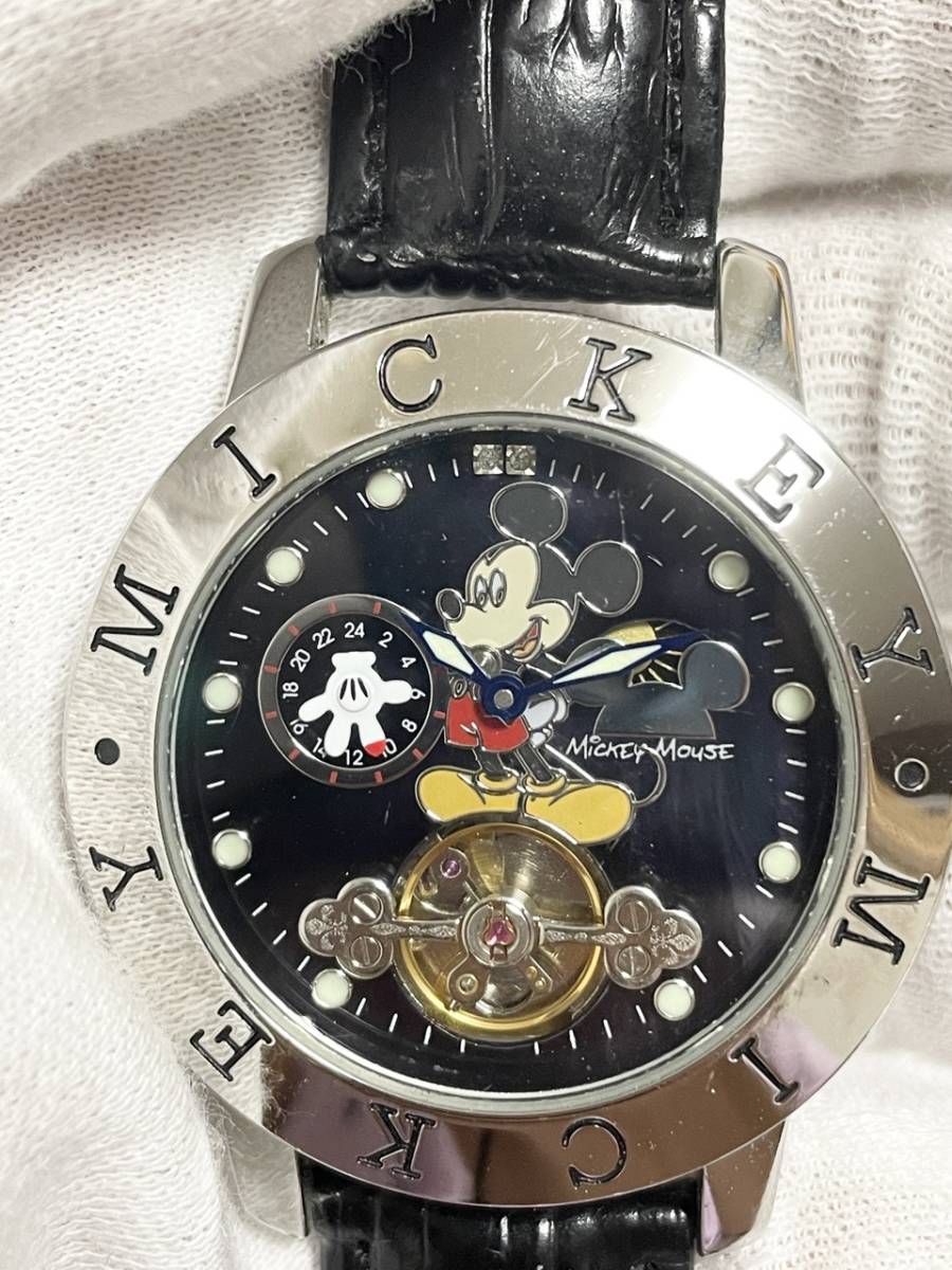 【稼働品】Disney 80周年 腕時計 文字盤黒 レザーベルト｜生誕80周年記念モデル 2000本限定[0207] ディズニー ミッキー ミニー キス_画像10
