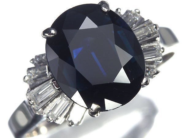 OR9979T【1円～】新品【RK宝石】≪Sapphire≫ 濃厚カラー! 上質サファイア 特大3.97ct!! 極上ダイヤモンド Pt900 高級リング ダイヤ_画像2