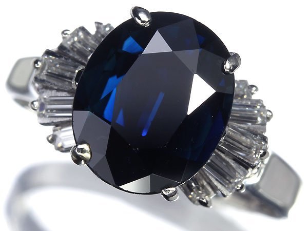 OR9979T【1円～】新品【RK宝石】≪Sapphire≫ 濃厚カラー! 上質サファイア 特大3.97ct!! 極上ダイヤモンド Pt900 高級リング ダイヤ_画像1