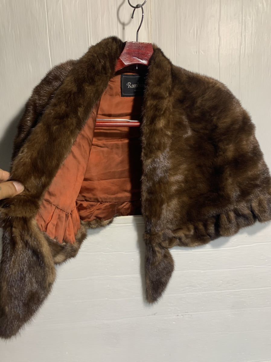 Rambulton ONWARD ランブルトン　高級毛皮　ミンクファー　ケープ　ショール　ポンチョ　羽織り　ブラウン　茶　REAL FUR MINK JACKET_画像6