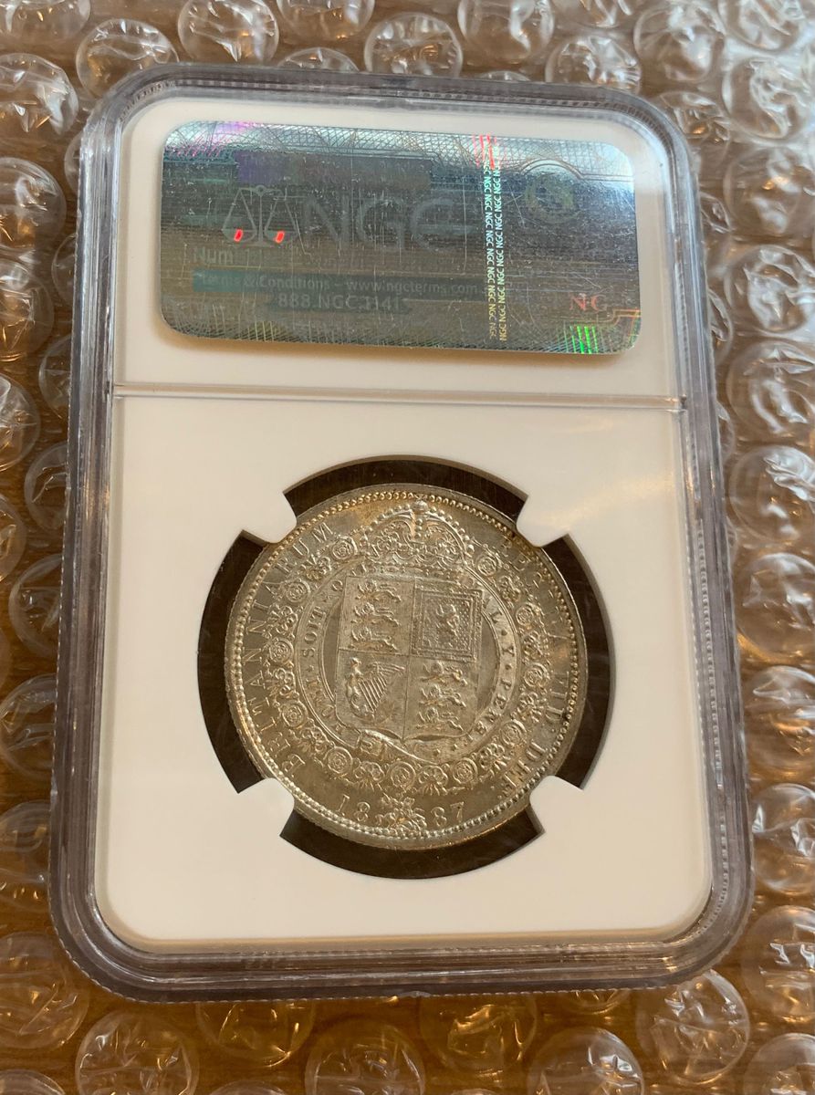 NGC鑑定MS63 1887年 ハーフクラウン銀貨 ヴィクトリア女王 NGC鑑定MS63 1887年 ハーフクラウン銀貨 ヴィクトリア女王