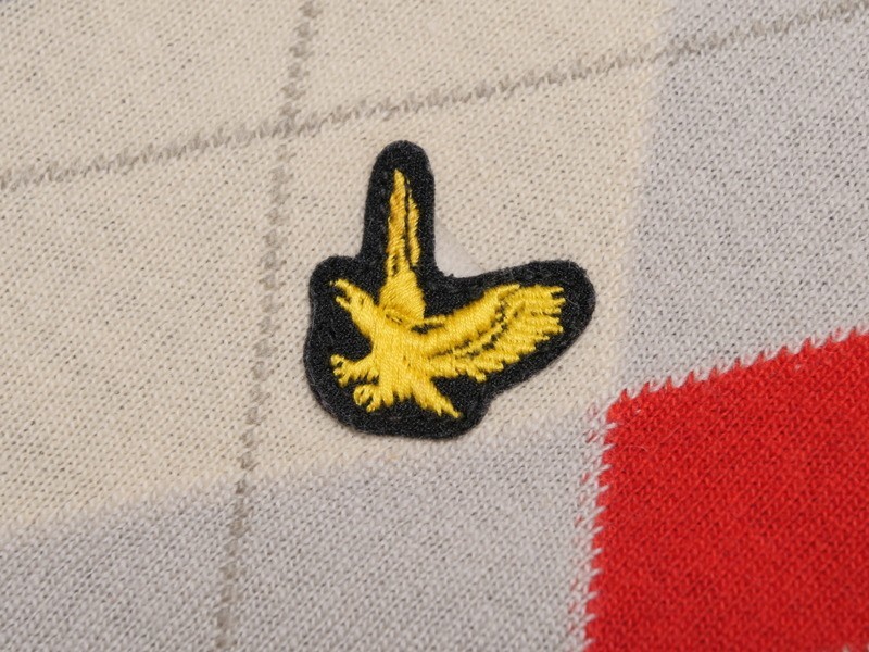 TG2280◇90s LYLE&SCOTT/ライルアンドスコット スコットランド製 メンズ38 ワッペン Vネックセーター アーガイル カシミヤニット_画像5