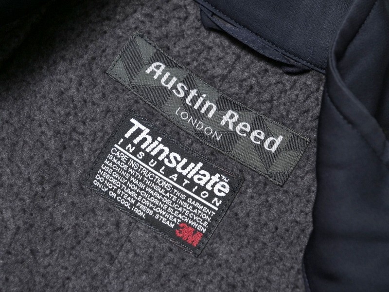 MF4602◇オースチンリード/AUSTIN REED メンズL シルク シンサレート/中綿入り ハイネック 比翼 ジップアップ コート ネイビー系_画像6