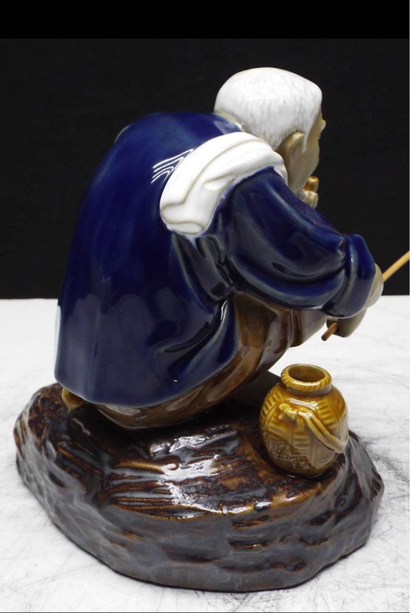 G058 陶器人形 釣り仙人 漁夫 漁師 釣り人 老人 高さ16cm G058 陶器人形 釣り仙人 漁夫 漁師 釣り人 老人 高さ16cm