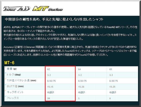 ■希少！Tour AD MT-6SR 1W用 各メーカー スリーブ＋新品グリップ付 JP_画像4