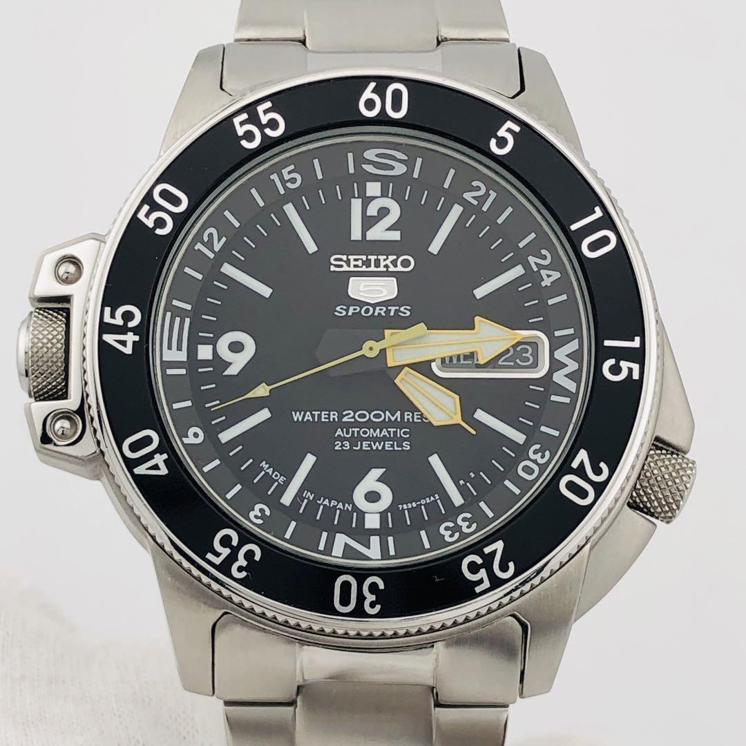 極美品 希少 SEIKO 5 SPORTS セイコー5スポーツ ブラックアトラス 7S36-01E0 自動巻 腕時計 メンズ_画像1