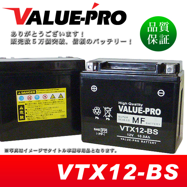 新品 充電済バッテリー VTX12-BS 互換 YTX12-BS FTX12-BS / GSX-R750 GSX-R1100 GS1200SS GSF1200S GSX-R1000 TL1000R グース350_画像1