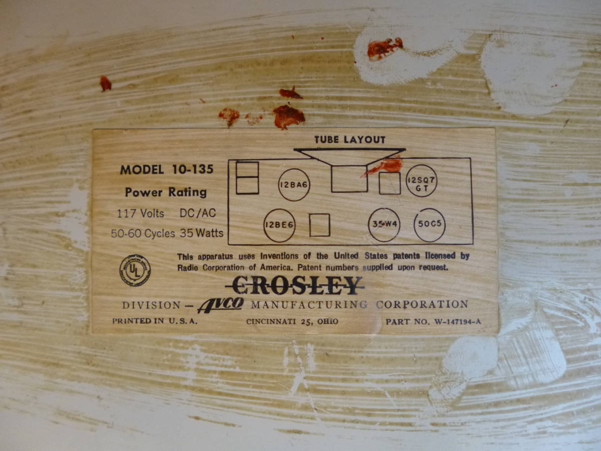 CROSLEY 10-135　クロスレイ　米国製　1950's　ダッシュボード　５球スーパー　_画像10