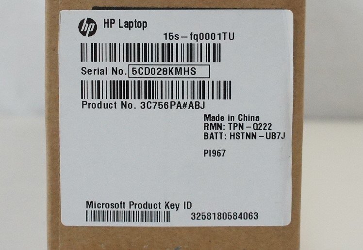 02★【未開封】HP Laptop 15s-fq0001TU 3C756PA＃ABJ Windows 10 ［8］ ノートPC 15.6 FHD★156N7　/15ｂ*_画像3