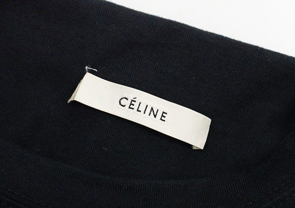 ◆【CELINE セリーヌ】レザーパイピング カットソー ブラック M_画像4