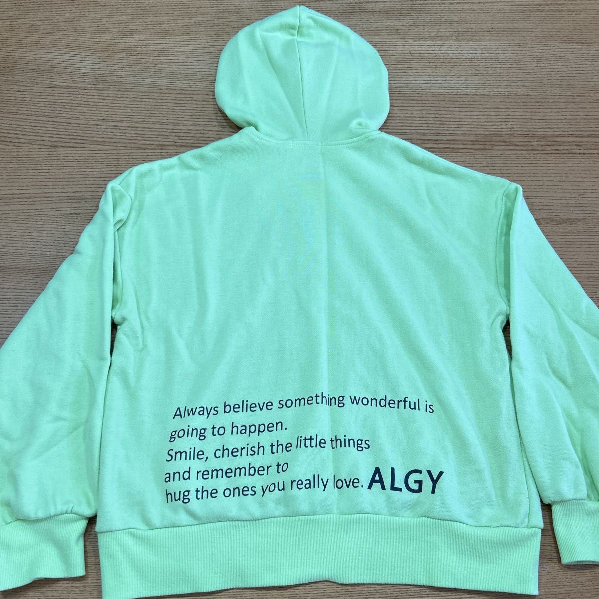 【ALGY】(USED)蛍光イエロー トレーナー生地 ジップアップパーカー 150cm