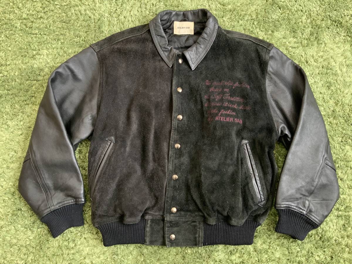  superior article all leather ATELIERSAB marks li feed b stadium jumper jacket suede × arm leather cow leather men's L~LL corresponding ASM A.S.M Vintage 