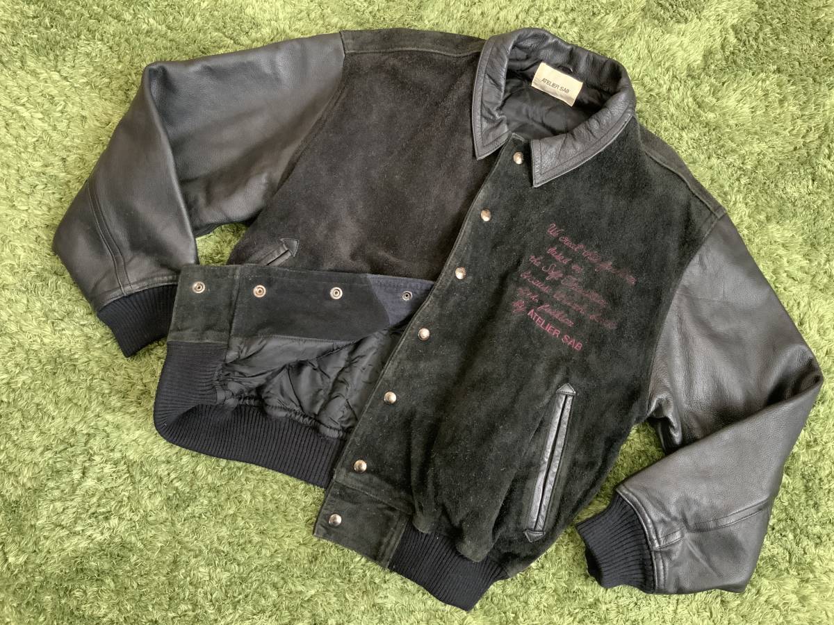  superior article all leather ATELIERSAB marks li feed b stadium jumper jacket suede × arm leather cow leather men's L~LL corresponding ASM A.S.M Vintage 