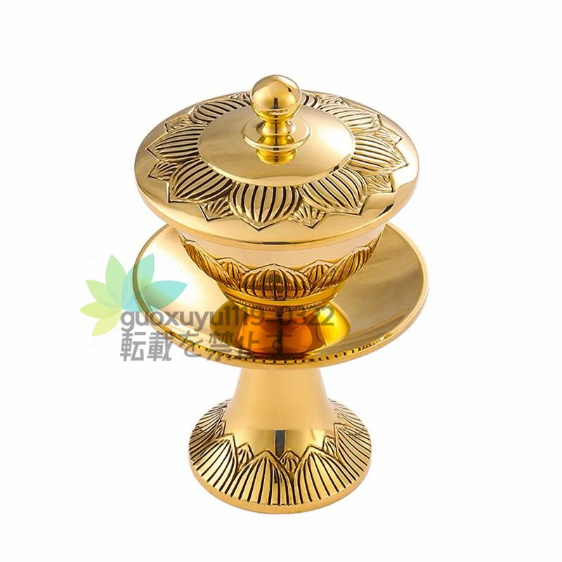 「密教法具 寺院用仏具」極上品 蓮華型 茶湯器 仏教工芸品 磨き仕上げ 真鍮製
