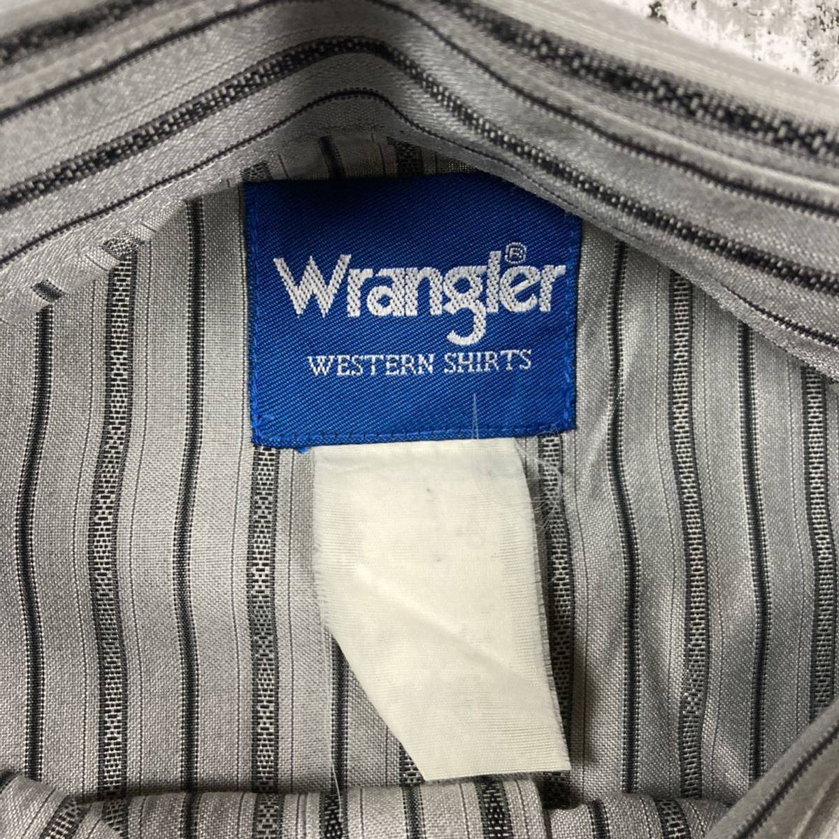 【90sオールド】ラングラー ビンテージストライプL/Sウエスタンシャツ　グレー　2XLサイズ相当 長袖シャツ Wrangler_画像9