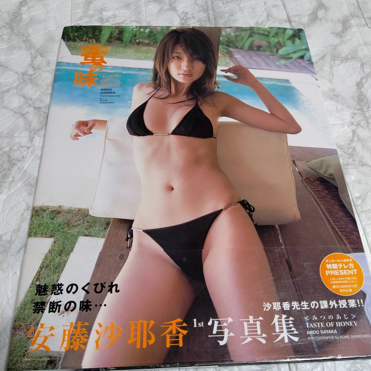 初版 帯付き 安藤沙耶香1st写真集 蜜の味 2005/05/01 グラビア アイドル 水着 ビキニ 下着　_画像1