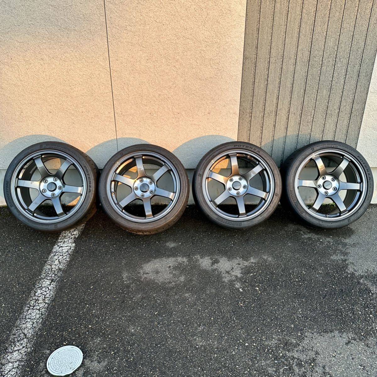 鍛造 RAYS TE37 SAGA SL VOLKRACING 18インチ 9.5j +45 114.3 5h POTENZA RE-71RS 255/35R18 美品 バリ溝 GRヤリス等_画像1