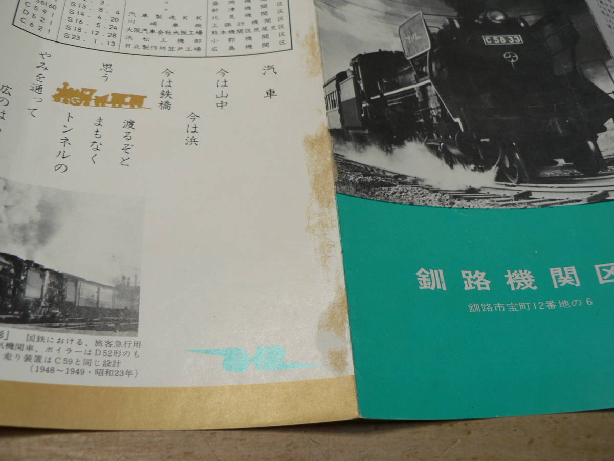 鉄道資料 鉄道100年記念 機関区あんない 昭和47年 釧路 C58形_画像4