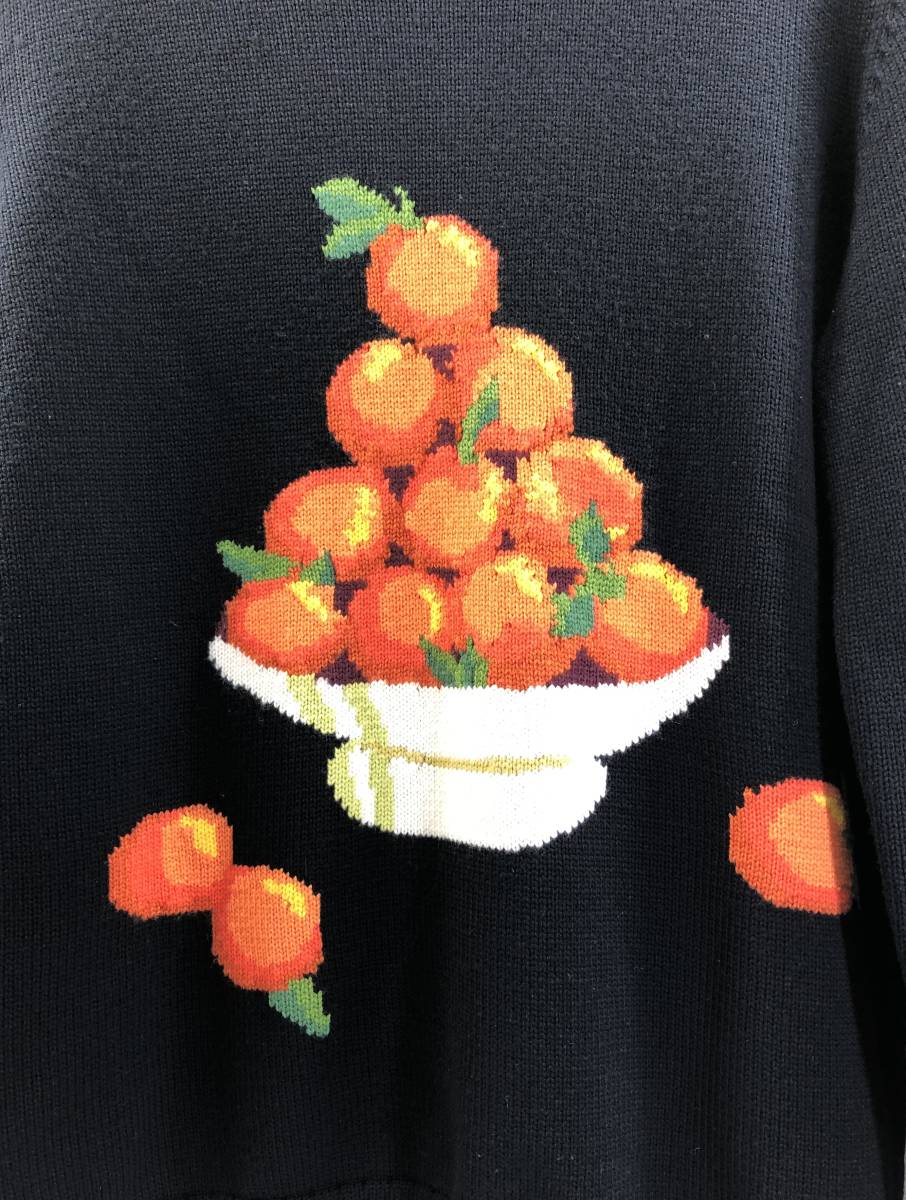 セーター ニット Casablanca フルーツ オレンジ ブラック系 サイズSの画像3