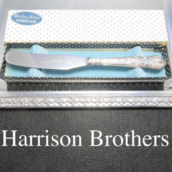 【Harrison Brothers】【純銀ハンドル】キングスパターンのバターナイフ 1965年