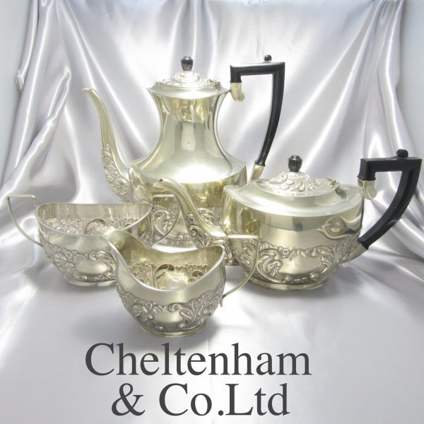 Cheltenham & Co.Ltd エンボスのティーセット 4点【シルバープレート】