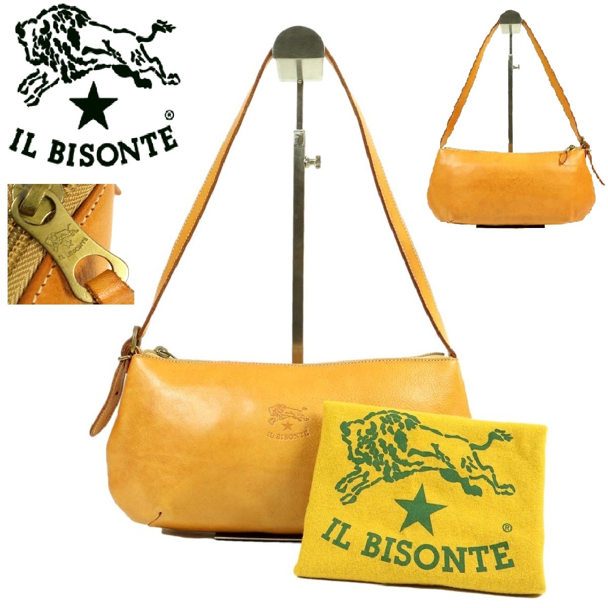 【S1593】【極美品】IL BISONTE イルビゾンテ ハンドバッグ ミニバッグ オールレザー ヌメ革