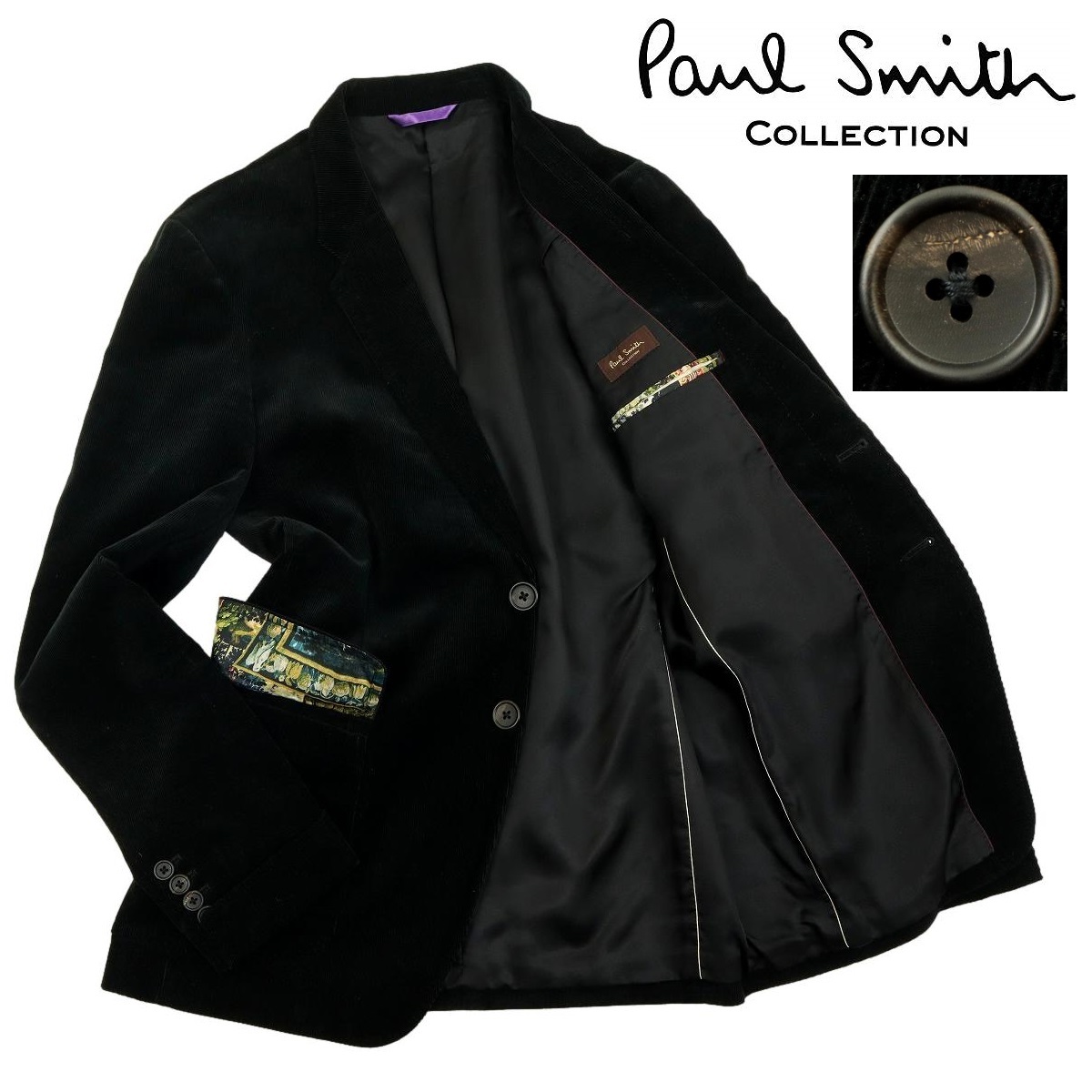 【S2982】Paul Smith COLLECTION ポールスミスコレクション テーラードジャケット コーデュロイ 花柄 サイズL_画像1