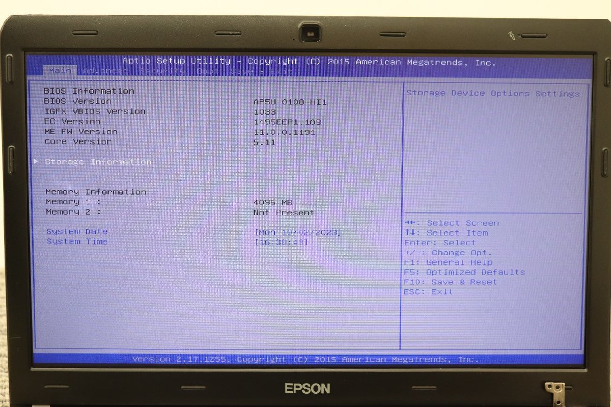 N1101【ジャンク品】EPSON / Endeavor NY2500S /CPU：core i5-6200U＠2.30GHz / メモリ：4GB / HDD：無_画像2