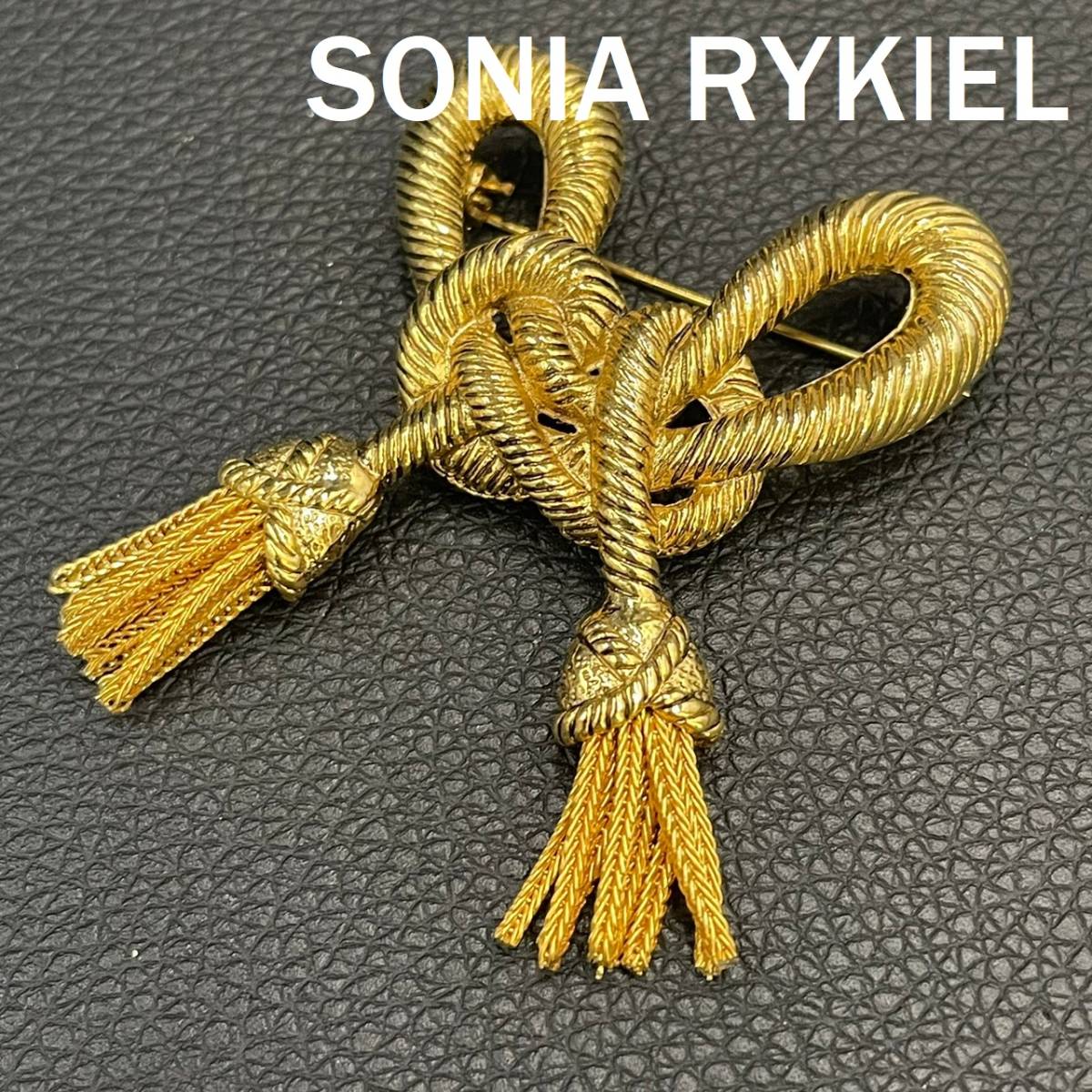 【人気】SONIA RYKIEL / ソニアリキエル ブローチ ゴールド ロープ アクセサリー/CYB69-13_画像1