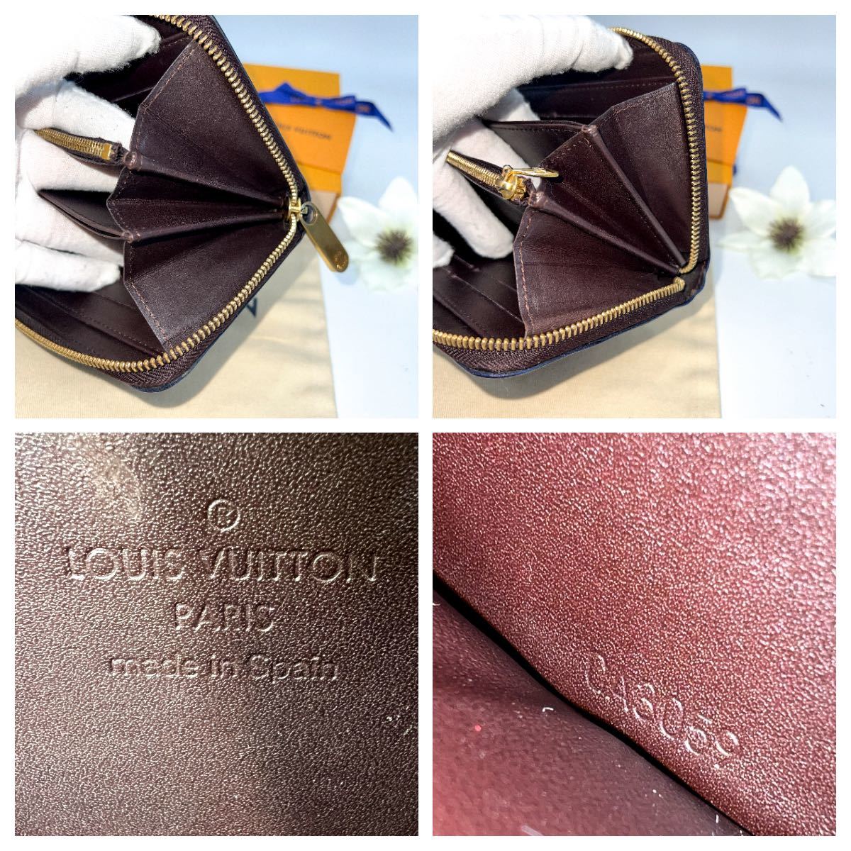 1円 ルイヴィトン LOUIS VUITTON 4782 ジッピーウォレット ラウンドファスナー ヴェルニ モノグラム レッド 長財布 付属品付_画像7