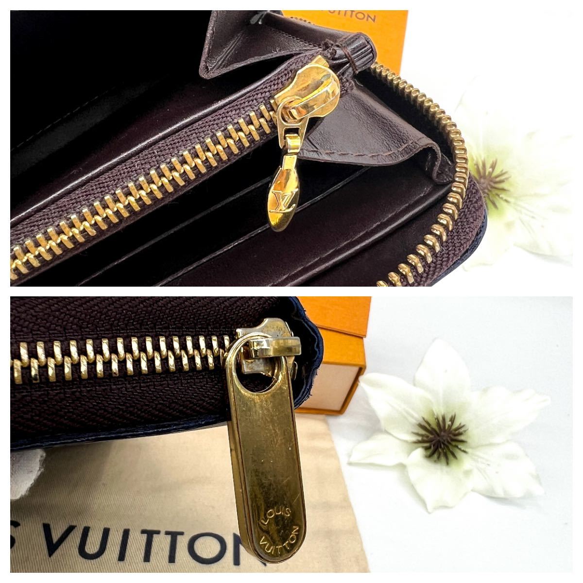 1円 ルイヴィトン LOUIS VUITTON 4782 ジッピーウォレット ラウンドファスナー ヴェルニ モノグラム レッド 長財布 付属品付_画像8