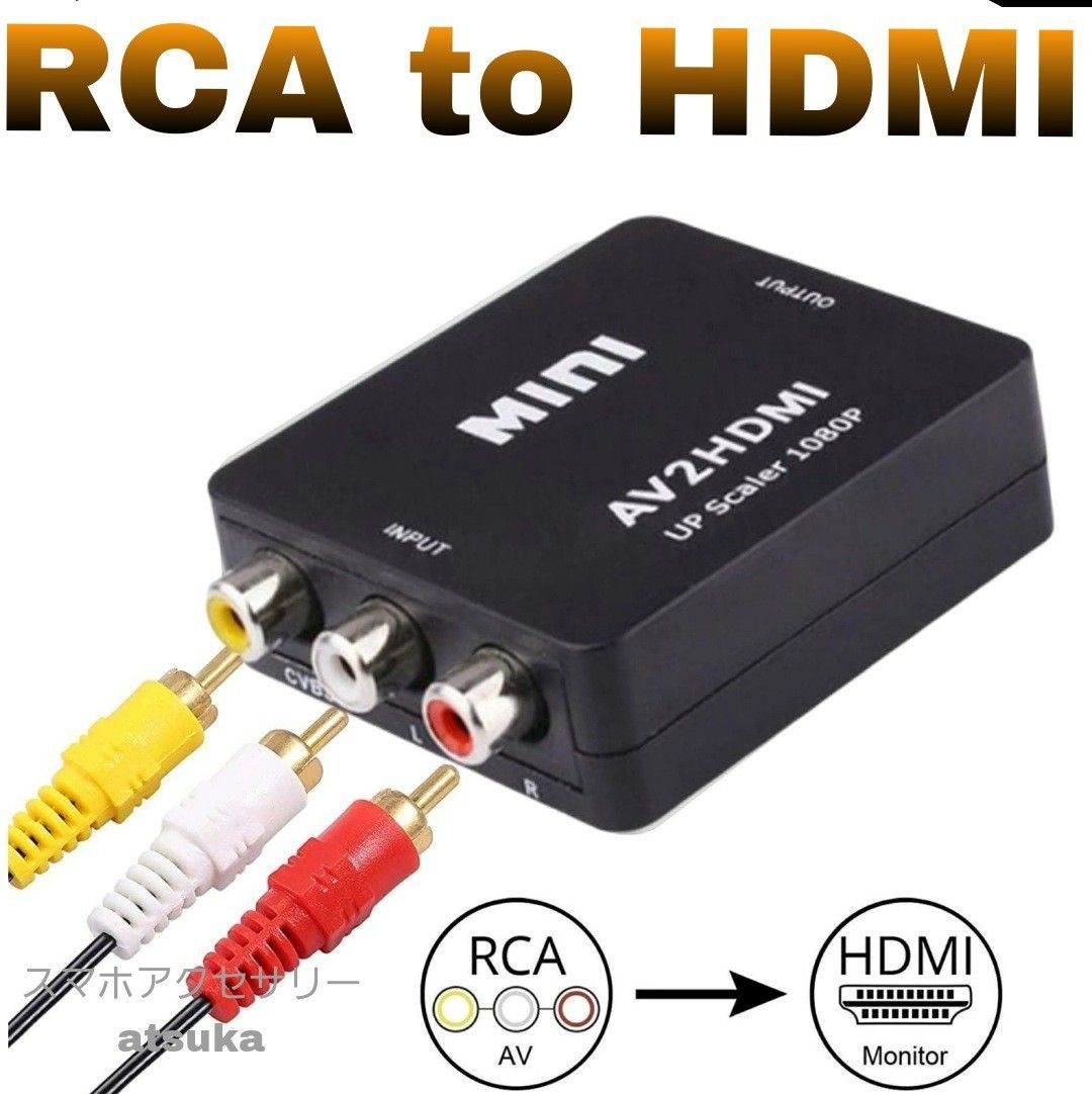 RCA to HDMI コンバータ AV 出力 変換器 変換 アダプター PS2