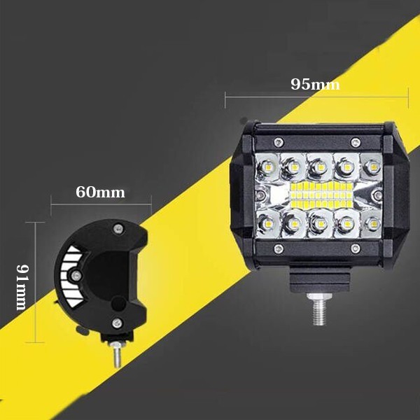 送料込.. LED ワークライト 作業灯 前照灯 車幅灯 照明 投光器 2個 4インチ 12000LM 12V/24V兼用 60W イエロー オートバイ トラック SM60W_画像6