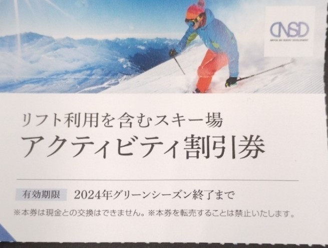 送料63円　複数有　スキー　リフト　アクティビティ　割引券　日本駐車場開発　株主優待券　_画像1