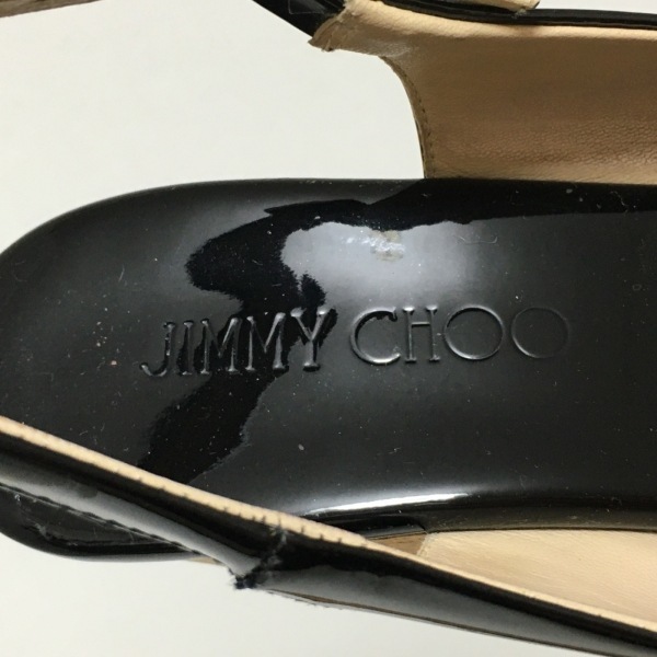ジミーチュウ JIMMY CHOO サンダル 37 - エナメル（レザー） 黒 レディース オープントゥ/ウェッジソール 靴_画像5