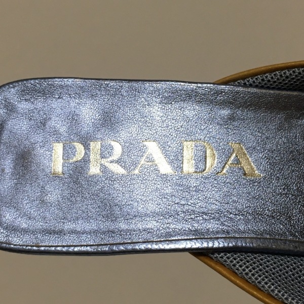 プラダ PRADA ミュール 35 - レザー×エナメル（レザー） ライトブルー×ライトブラウン レディース 靴_画像5