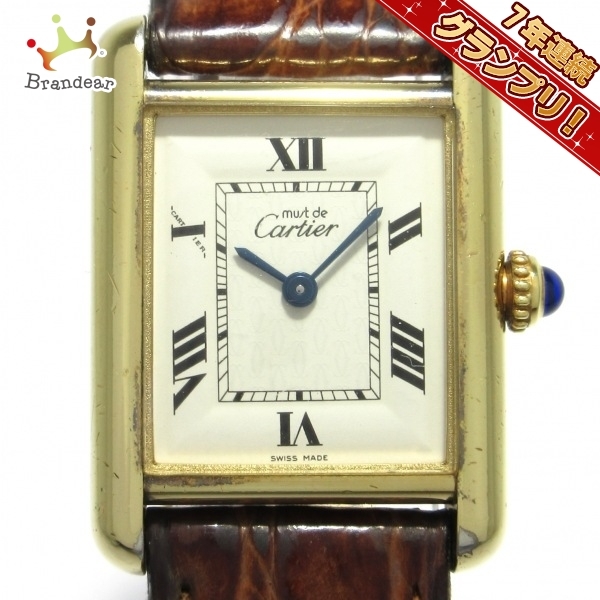 Cartier(カルティエ) 腕時計 マストタンク W1013654 レディース 925/革ベルト アイボリー_画像1