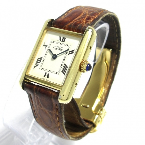 Cartier(カルティエ) 腕時計 マストタンク W1013654 レディース 925/革ベルト アイボリー_画像2