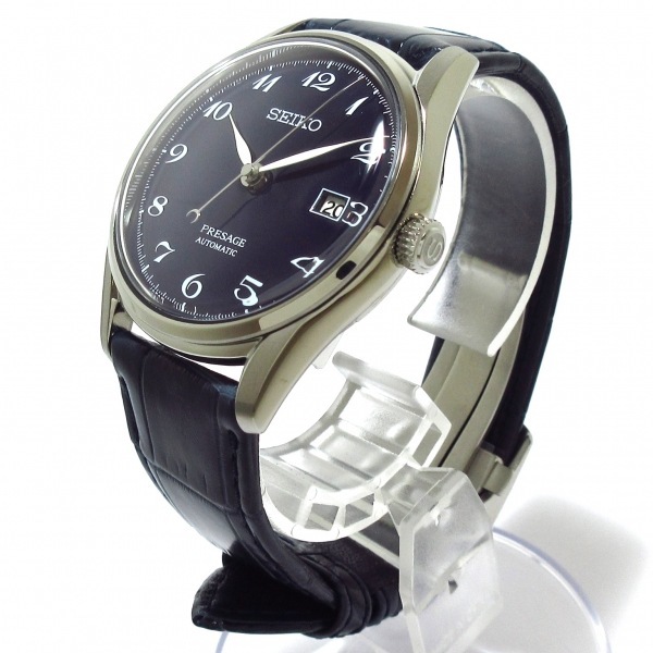 SEIKO(セイコー) 腕時計■美品 プレザージュ 6L35-00B0/SARA019 メンズ SS/琺瑯ダイヤル/裏スケ/革ベルト ダークネイビー_画像2