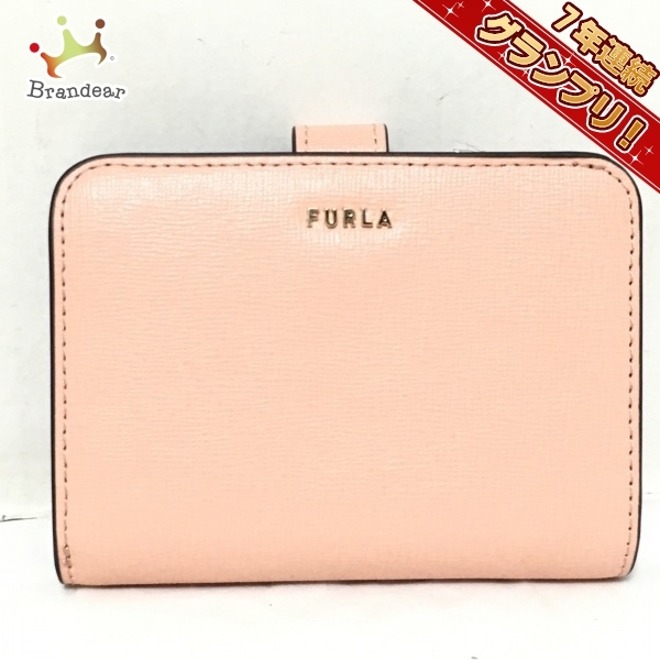 フルラ FURLA 2つ折り財布 バビロンS コンパクト ウォレット レザー ピンク 美品 財布